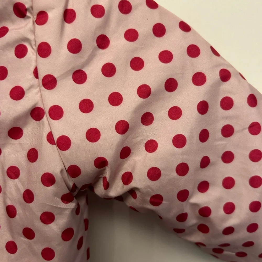 Baby Gap 3-6 mos kimono hood jacket. Off white/hot pink polka dot. Fleece lined